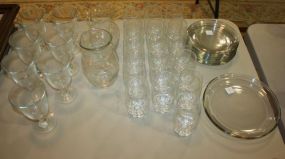 Group Lot of Glass includes vases, glasses, and plates 35 pieces.