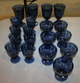 19 Blue Glasses in Various Sizes