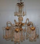 Five Arm Brass Chandelier with Plastic Prisms 27