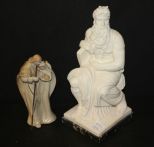 Resin Figure of Moses on Marble Base and Ceramic Mary, Joseph, and Jesus Moses 12