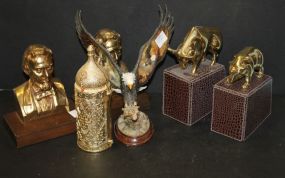 Brass Lincoln Bookends, Brass Ball Bookends, Resin Limited Edition Eagle, and Scroll eagle 10