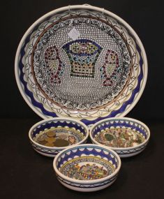 Large Ceramic Painted Bowl with Three Small Bowls Bowl 13