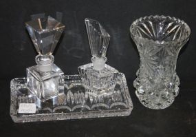 Glass Tray, Two Perfumes, and Vase