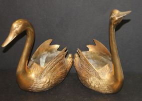 Pair of Brass Swan Pitchers 12