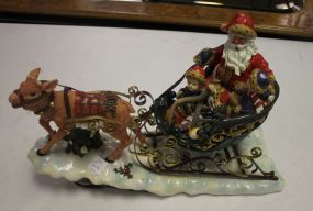 Large Painted Sleigh and Reindeer antlers broken off, 16