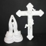 Lenox 1999 Crucifix and Lenox Praying Hands Lenox 1999 Crucifix (broken, have piece) 8