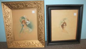 Two Watercolors of Victorian Ladies 17