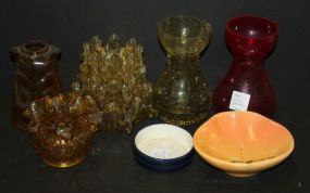 Glass Vases and Two Small Ceramic Dishes