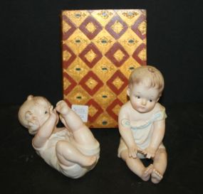 Two Vintage Porcelain Piano Babies and Florentine Prayer Book