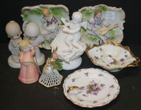 Two Small Porcelain Plaques, Dishes, Two Bells, and Figurines 4