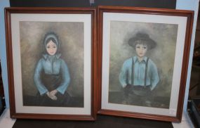 Pair of Prints of Young Boy and Girl 15