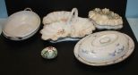Two Tureens, Lobster Dish, and Covered Jewelry Box