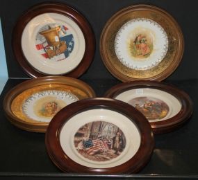 Pair of Transfer Painted Framed Plates and Three Bicentennial Collection Plates plates 11