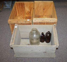 Three Wooden Crates and Three Jars