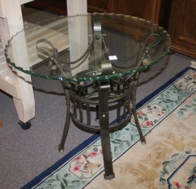 Scallop Edge Glass Top Metal Table 26