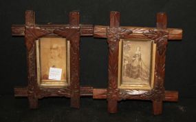Two Small Tramp Art Victorian Frames with Photos 6