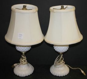 Pair of White Milk Glass Lamps 16