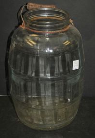 Vintage Glass Pickle Jar with Wire and Wood Handle 14