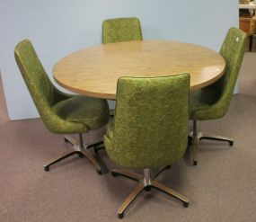 Round Retro Style Breakfast Table and Four Swivel Chairs 47