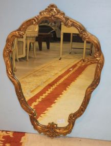Gold Painted Fancy Mirror With shells and scrolls; 25