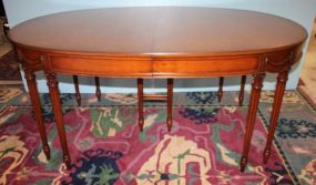 Oval Mahogany Sheraton Dining Table Sheraton ten leg dining table with Lincoln drape carving; 43