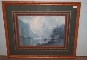 Print of Stream and Mountain In custom elaborate frame; 38