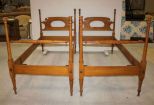 Pair of Maple Twin Beds Pair of 19th century maple twin post beds, 50