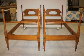 Pair of Maple Twin Beds Pair of 19th century maple twin post beds, 50