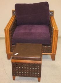 Bamboo and Leather Chair with Ottoman Large bamboo and leather chair 34