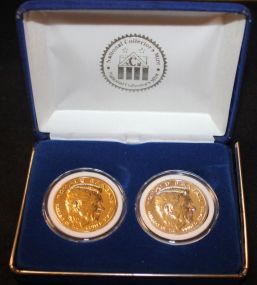Ronald Reagan Presidential Medals Collection One medal .999 fine silver and one medal 24kt gold