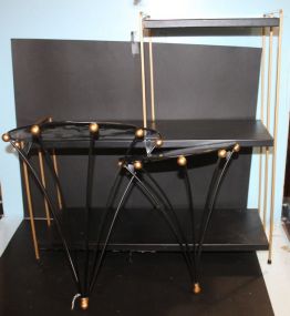 Metal and Brass Three Tier Stand and Two Wall Brackets Stand 24
