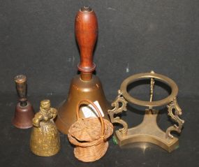 Three Hand Bells, Tiny Basket, Stand Basket 1 1/2