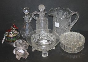 Glass Cruets, Pitcher, Covered Jar, Salt Cellars