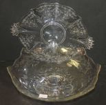Glass Footed Bowl and Glass Sandwich Plate Bowl 13