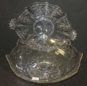 Glass Footed Bowl and Glass Sandwich Plate Bowl 13