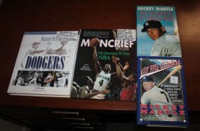 Three Baseball Books and One Basketball Book Mickey Mantle 