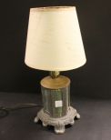 Small Slag Glass and Metal Desk Lamp 17