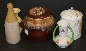 Ceramic Bottle, Cookie Jar, Vases Porcelain covered jar, two 2