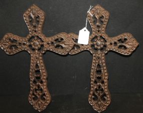 Pair Reproduction Cast Iron Crosses 11 1/2