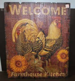 Wood Welcome Rooster Sign