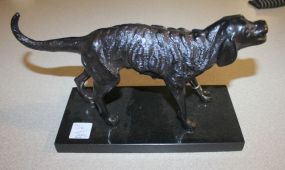 Reproduction Metal Dog Statue on Marble Base 10 1/2
