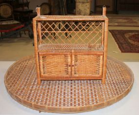 Wicker Shelf with Doors and Round Wicker Decoration doors 17