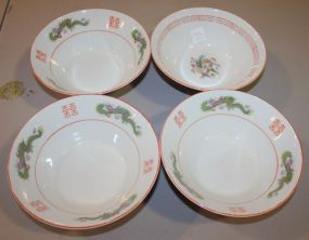 Group of Four Legs Oriental Design Soup Bowls