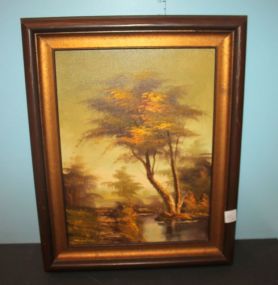 Oil Painting Of Creek Signed Denton 16