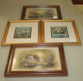 Four Prints of Houses and Flowers 9
