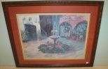 Print of New Orleans Courtyard signed Helen Beachmann, 40