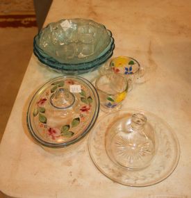 Lot of Vintage Glass, Creamer, Sugar, and Butter