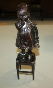 Bronze of Young Girl Standing on Chair 12