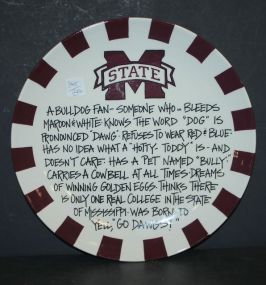 Mississippi State Plate Definition of fan large new pottery plate, 13