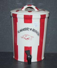 University of Arkansas Dispenser New pottery dispenser with spout and lid, 8